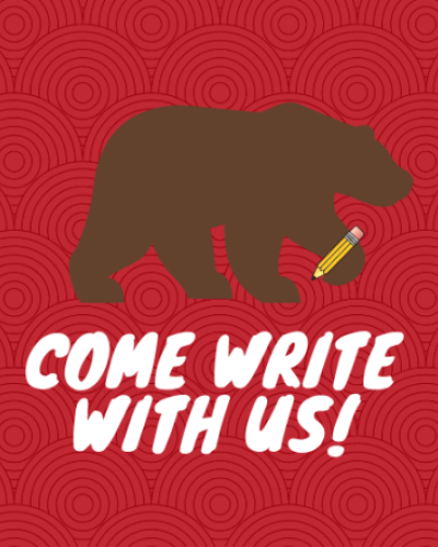 Come write with us bear with pencil