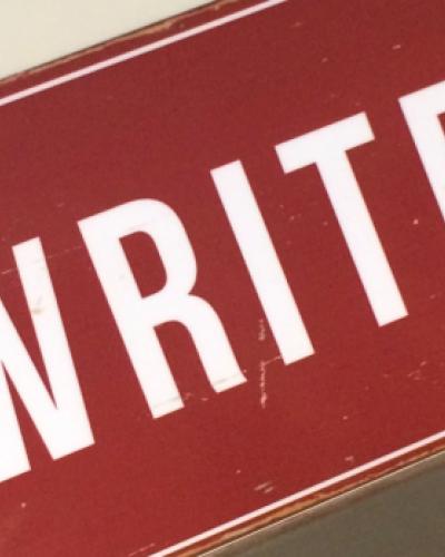 Write on red background