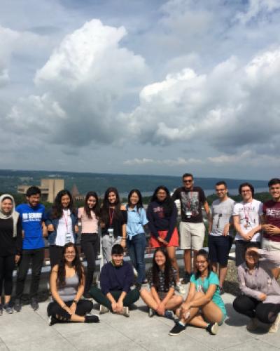 summer scholars looking out over the slope