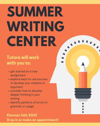 Summer Writing Center Light Bulb Poster