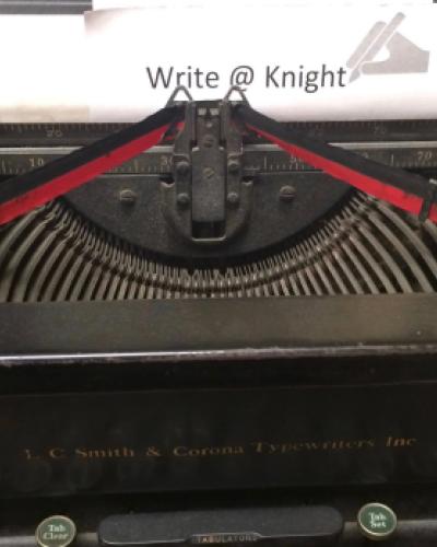 Write at Knight typed on antique typewriter